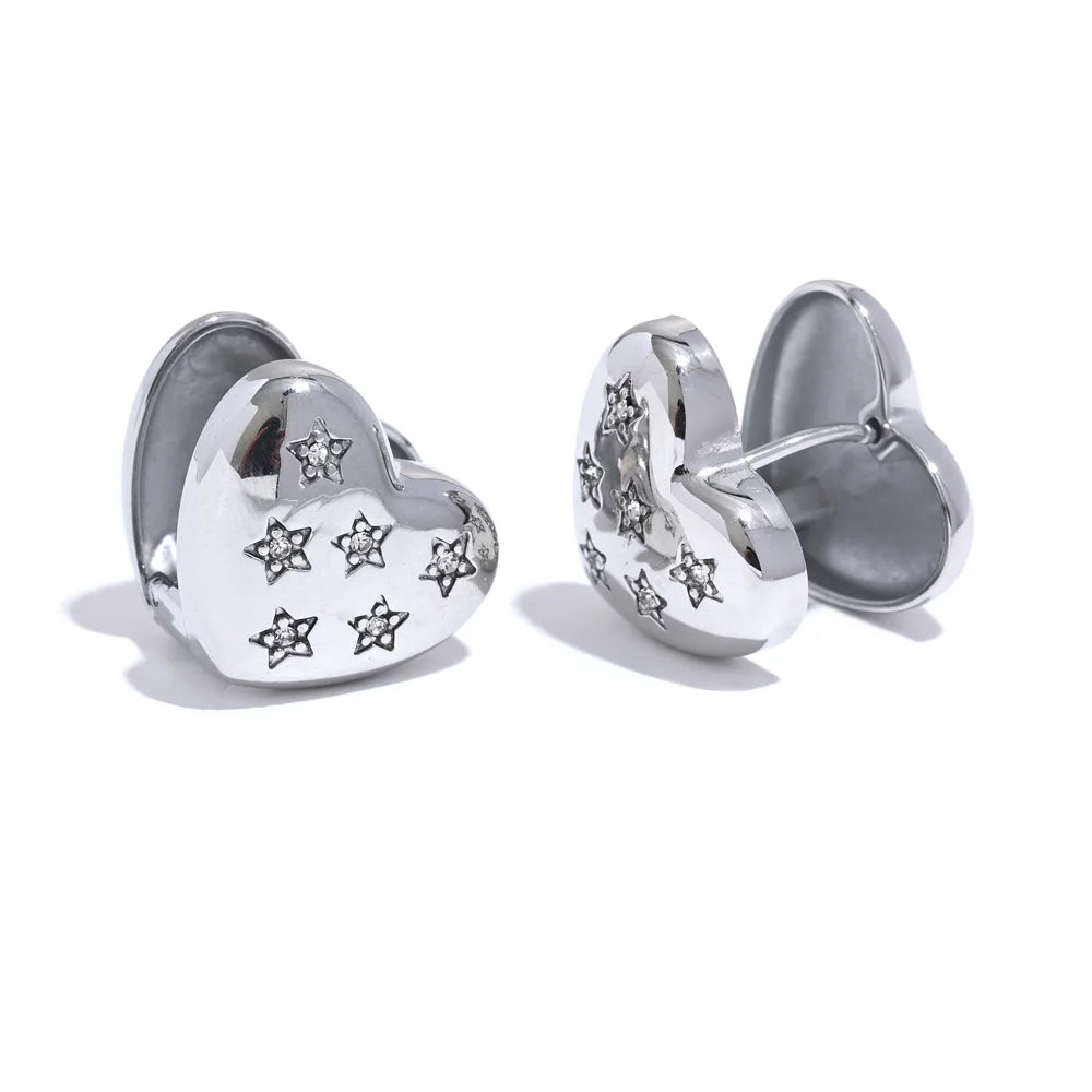 Double face heart hollow hoop earrings women - product image