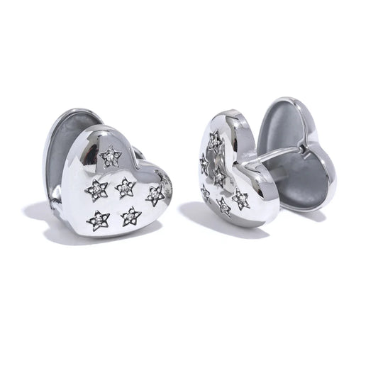 Double face heart hollow hoop earrings women - product image