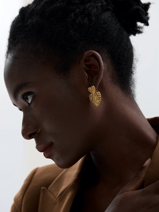 Double heart love minimalist drop earrings - product image