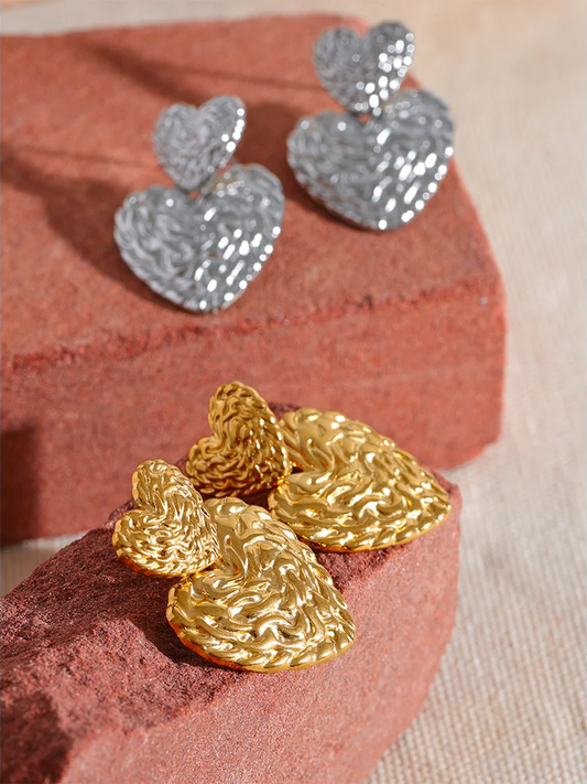 Double heart love minimalist drop earrings - product image