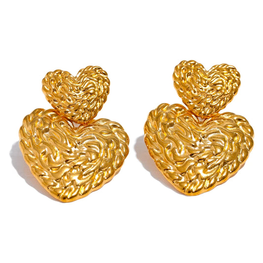 Double heart love minimalist drop earrings - product image