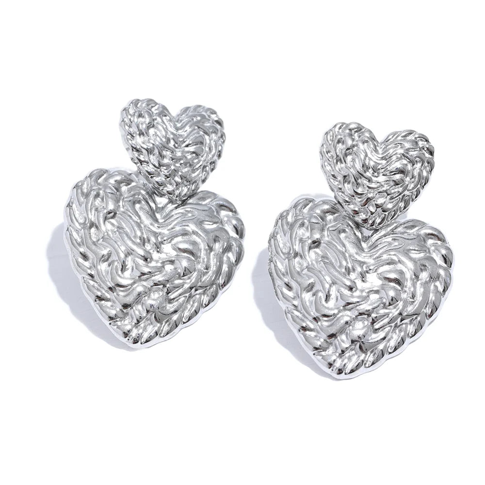 Double heart love minimalist drop earrings - product image
