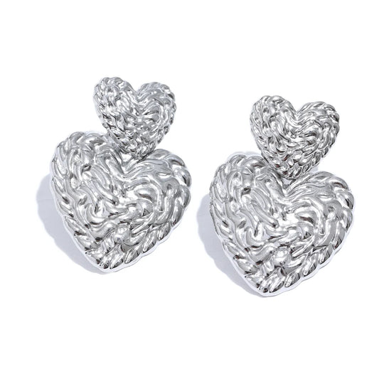 Double heart love minimalist drop earrings - product image