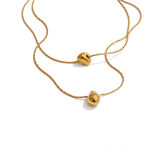 Double layer cast water drop pendant necklace - product image