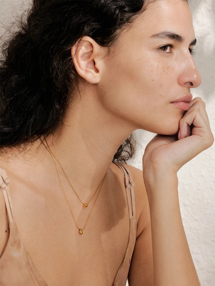Double layer cast water drop pendant necklace - product image