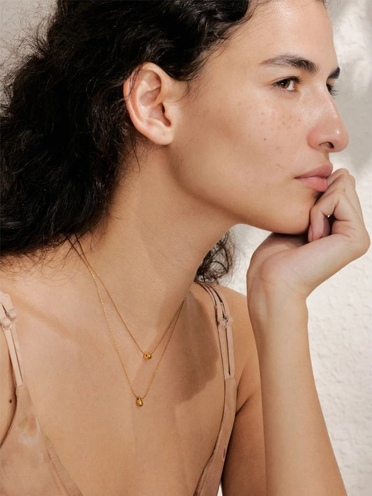 Double layer cast water drop pendant necklace - product image