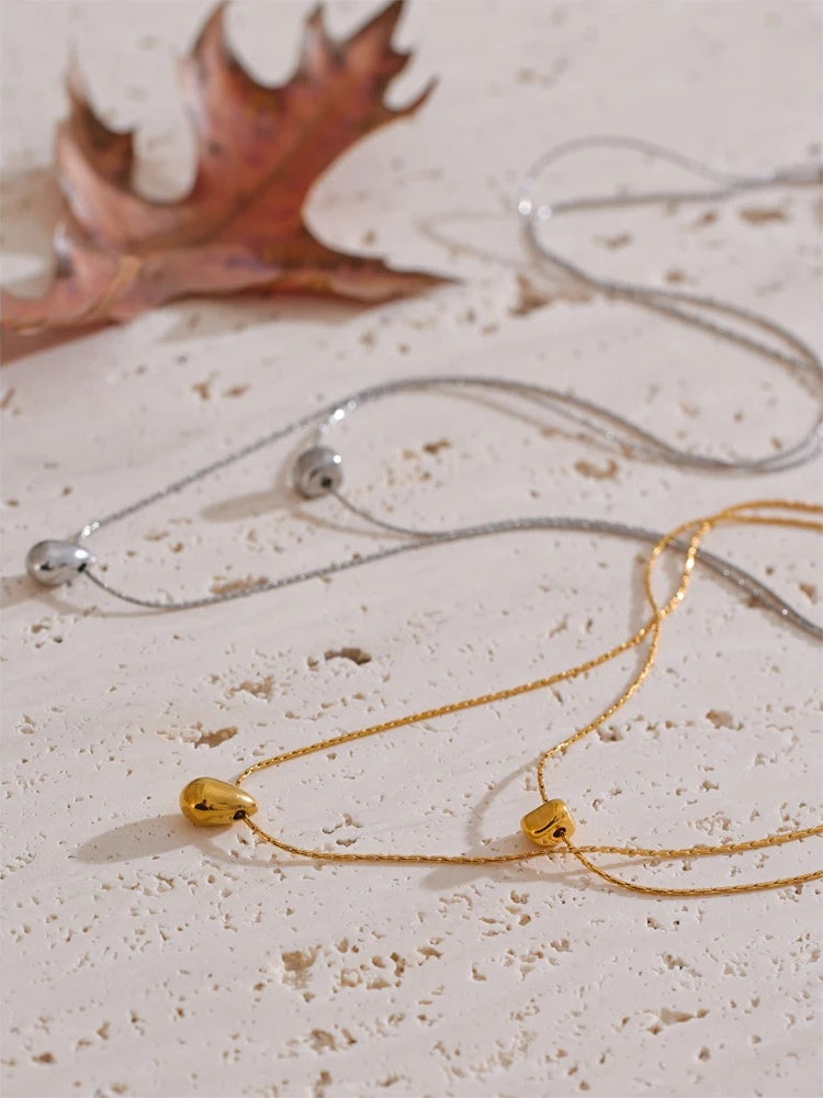 Double layer cast water drop pendant necklace - product image