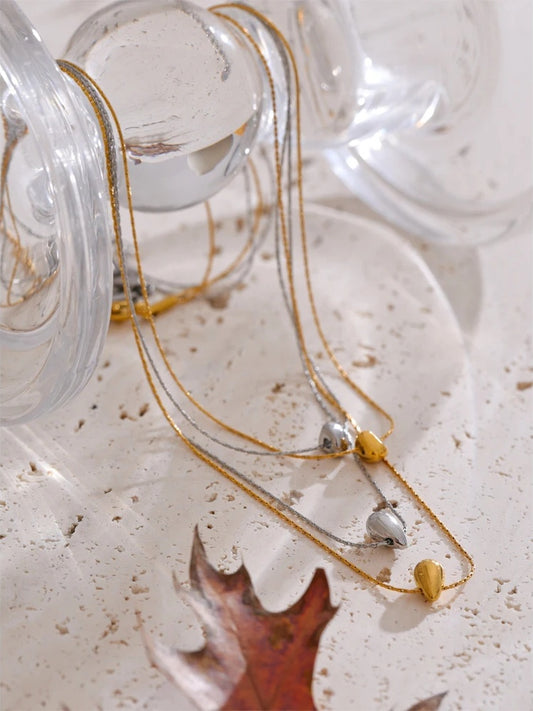 Double layer cast water drop pendant necklace - product image