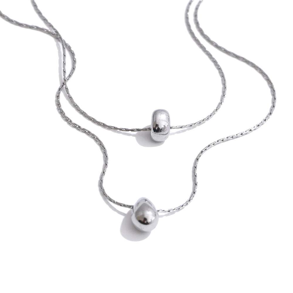 Double layer cast water drop pendant necklace - product image
