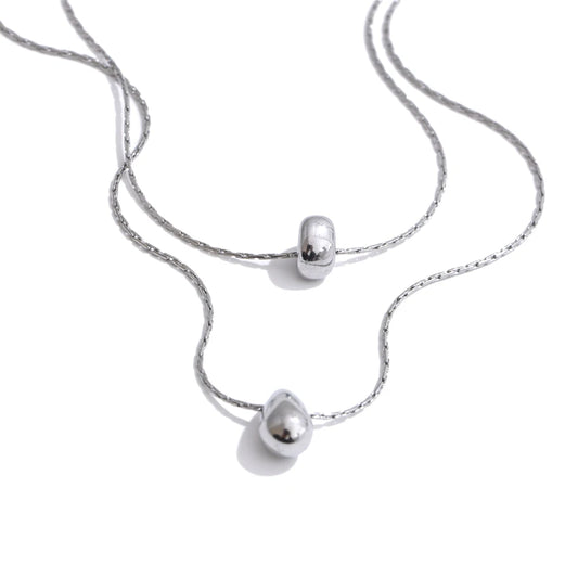 Double layer cast water drop pendant necklace - product image