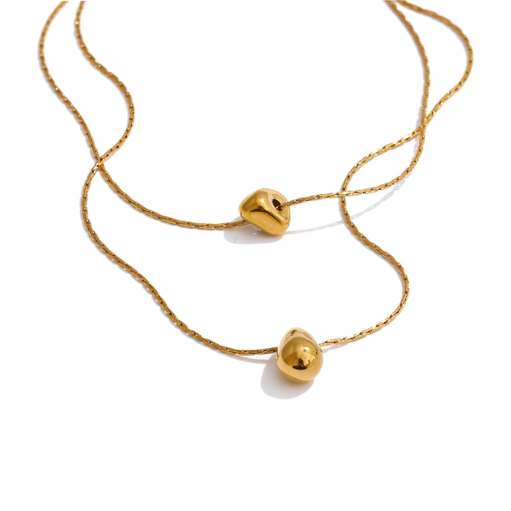 Double layer cast water drop pendant necklace - product image