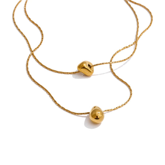Double layer cast water drop pendant necklace - product image