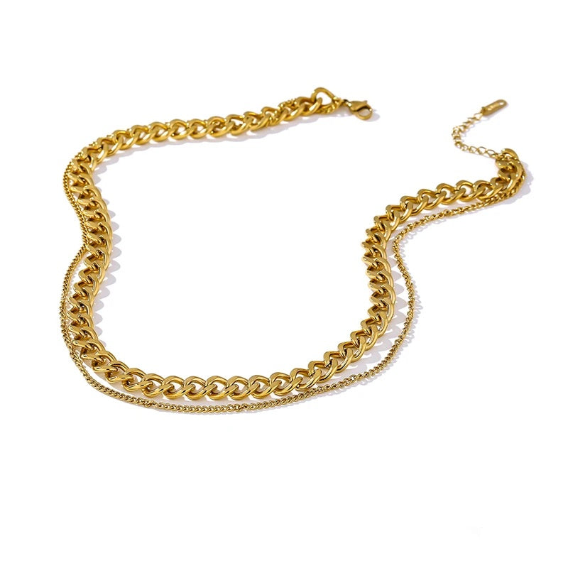 Double layer choker collar statement necklace - product image