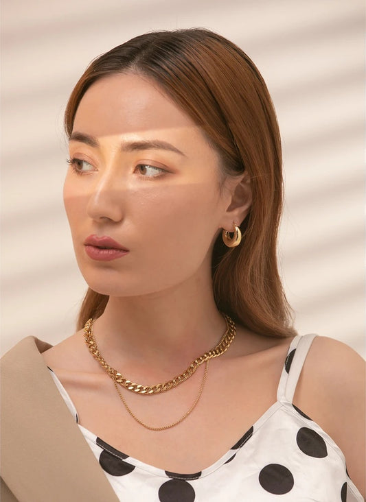 Double layer choker collar statement necklace - product image