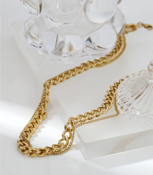 Double layer choker collar statement necklace - product image