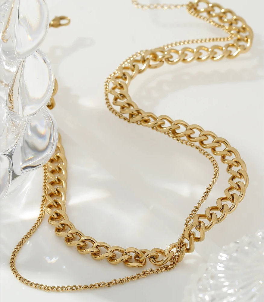 Double layer choker collar statement necklace - product image