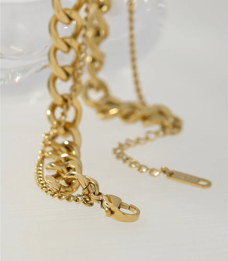 Double layer choker collar statement necklace - product image
