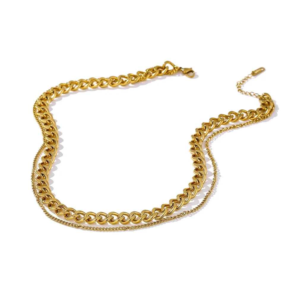 Double layer choker collar statement necklace - product image