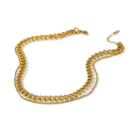 Double layer choker collar statement necklace - product image