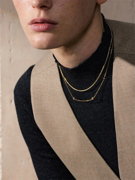 Double layer cubic zirconia chain necklace - product image