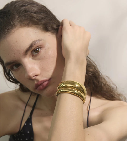 Double layer cuff statement bracelet bangle - product image