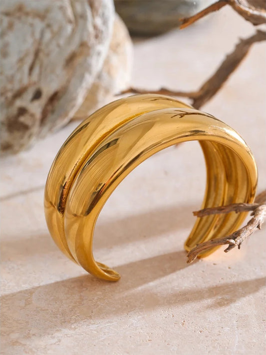 Double layer cuff statement bracelet bangle - product image