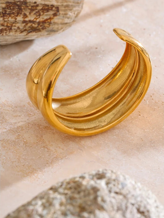 Double layer cuff statement bracelet bangle - product image