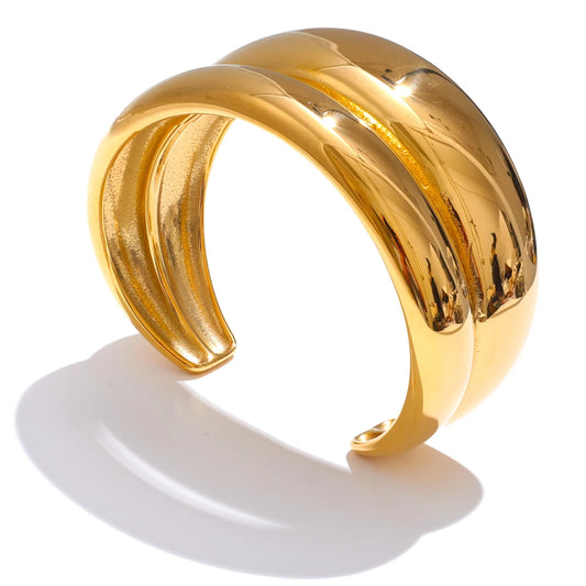 Double layer cuff statement bracelet bangle - product image