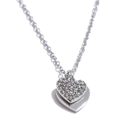 Double-layer heart love inlaid zirconia pendant necklace - product image