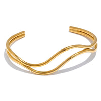 Double Layer Hollow Adjustable Minimalist Cuff Bracelet
