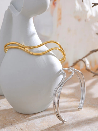 Double layer hollow adjustable minimalist cuff bracelet - product image