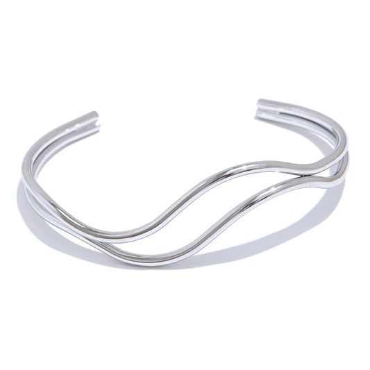 Double layer hollow adjustable minimalist cuff bracelet - product image