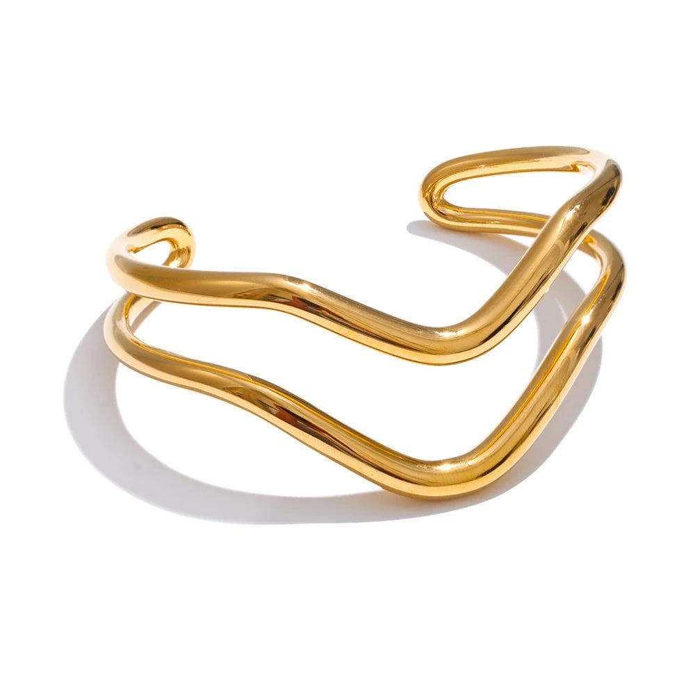 Double layer hollow cuff bracelet bangle - product image