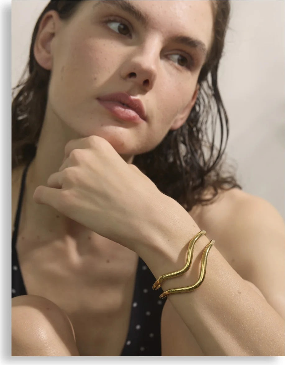 Double layer hollow cuff bracelet bangle - product image