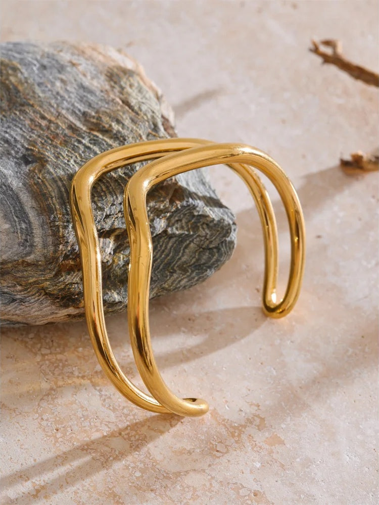 Double layer hollow cuff bracelet bangle - product image