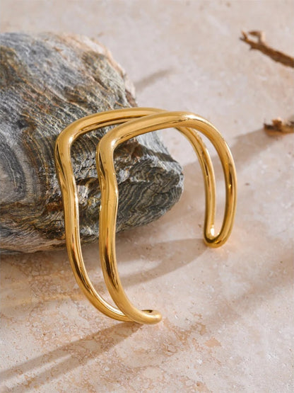 Double layer hollow cuff bracelet bangle - product image