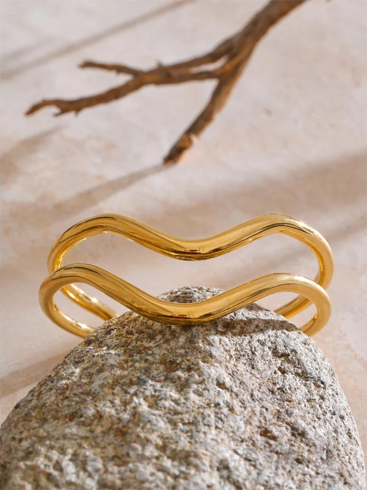 Double layer hollow cuff bracelet bangle - product image