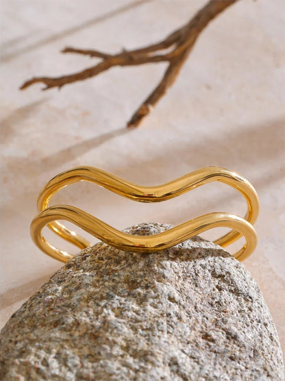 Double layer hollow cuff bracelet bangle - product image