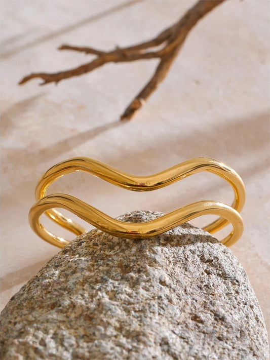 Double layer hollow cuff bracelet bangle - product image