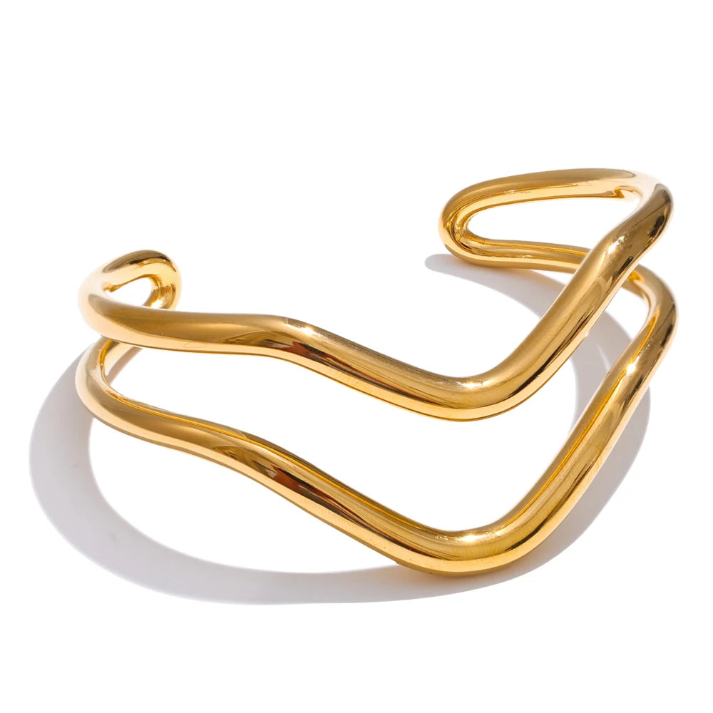 Double layer hollow cuff bracelet bangle - product image