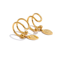 Double Layer Leaf Drop Clip Earrings