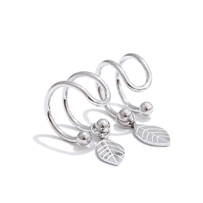 Double layer leaf drop clip earrings - product image