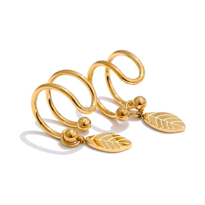 Double layer leaf drop clip earrings - product image
