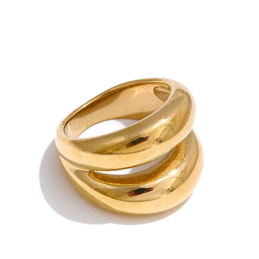 Double layer minimalist wide smooth texture ring - product image