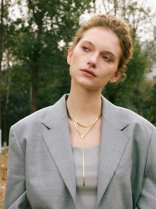 Double layer snake chain pendant necklace - product image
