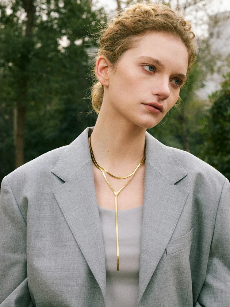 Double layer snake chain pendant necklace - product image