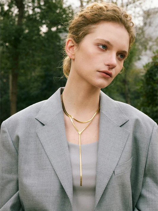 Double layer snake chain pendant necklace - product image