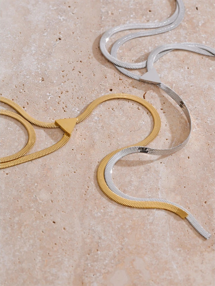 Double layer snake chain pendant necklace - product image