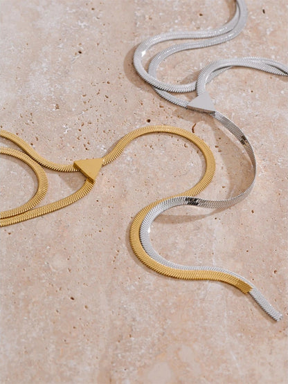 Double layer snake chain pendant necklace - product image