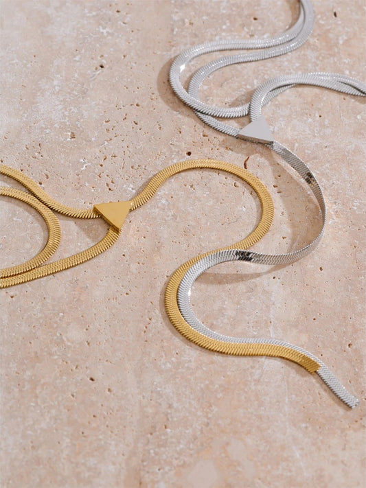 Double layer snake chain pendant necklace - product image